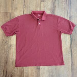 Dockers Men's Large Polo Shirt Golf Tennis Retro Grandpa Striped Textured Red